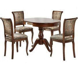 Обеденная группа (Стол Фабрицио-1 и 4 стула Кабриоль), орех темный | Интернет магазин мебели и декора LifeDekor