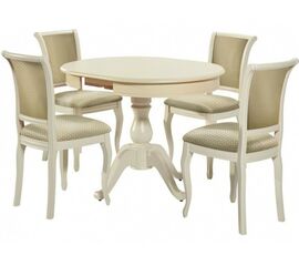 Обеденная группа (Стол Фабрицио-1 и 4 стула Кабриоль), слоновая кость | Интернет магазин мебели и декора LifeDekor