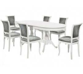 Обеденная группа (Стол Фабрицио-2 овал и 6 стульев Кабриоль), эмаль белая | Интернет магазин мебели и декора LifeDekor