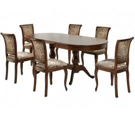 Обеденная группа (Стол Фабрицио-2 овал и 6 стульев Кабриоль), орех темный | Интернет магазин мебели и декора LifeDekor