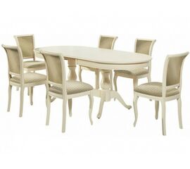 Обеденная группа (Стол Фабрицио-2 овал и 6 стульев Кабриоль), слоновая кость | Интернет магазин мебели и декора LifeDekor
