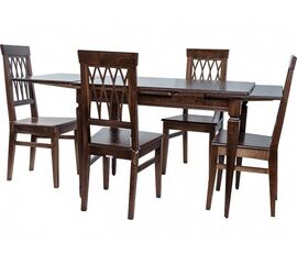 Обеденная группа (Стол Греция и 4 стула Кристиан жесткий), орех темный | Интернет магазин мебели и декора LifeDekor