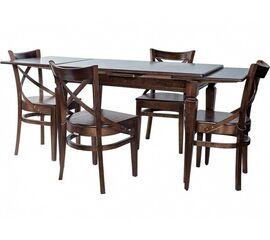 Обеденная группа (Стол Греция и 4 стула Соло Венский жесткий), орех темный | Интернет магазин мебели и декора LifeDekor