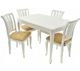 Обеденная группа (Стол Кабриоль и 4 стула Кабриоль с жесткой спинкой), эмаль белая | Интернет магазин мебели и декора LifeDekor