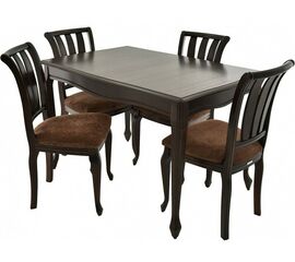 Обеденная группа (Стол Кабриоль и 4 стула Кабриоль с жесткой спинкой), орех темный | Интернет магазин мебели и декора LifeDekor