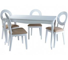 Обеденная группа (Стол Кабриоль и 4 стула Коломбо-2), эмаль белая | Интернет магазин мебели и декора LifeDekor