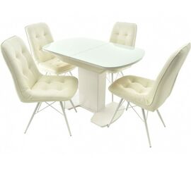 Обеденная группа (Стол Корсика и 4 стула Бордо), белый | Интернет магазин мебели и декора LifeDekor