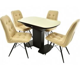 Обеденная группа (Стол Корсика и 4 стула Бордо), бежевый | Интернет магазин мебели и декора LifeDekor