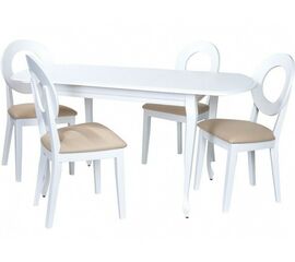 Обеденная группа (Стол Прага и 4 стула Коломбо-2), эмаль белая | Интернет магазин мебели и декора LifeDekor