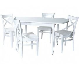 Обеденная группа (Стол Прага и 4 стула Соло Венский жесткий), эмаль белая | Интернет магазин мебели и декора LifeDekor