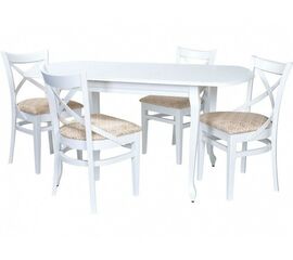 Обеденная группа (Стол Прага и 4 стула Соло Венский), эмаль белая | Интернет магазин мебели и декора LifeDekor
