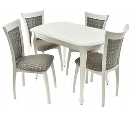 Обеденная группа (Стол Прага и 4 стула Тулон мягкий), эмаль белая | Интернет магазин мебели и декора LifeDekor