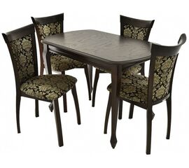 Обеденная группа (Стол Прага и 4 стула Тулон мягкий), орех темный | Интернет магазин мебели и декора LifeDekor