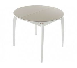 Стол «Ривьера» круг стекло капучино, каркас белый | Интернет магазин мебели и декора LifeDekor