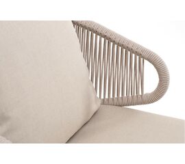 "Милан" кресло плетеное из роупа, каркас алюминий белый муар, роуп бежевый круглый, ткань бежевая 15052 | Интернет магазин мебели и декора LifeDekor