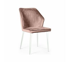 Стул Berg, бархат бежевый 5 / белый конус | Интернет магазин мебели и декора LifeDekor