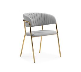 Стул на металлокаркасе Kamelia велюр светло-серый / золотой | Интернет магазин мебели и декора LifeDekor