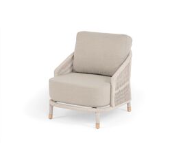 "Верона" кресло плетеное из роупа, каркас алюминий белый муар, роуп бежевый круглый, ткань бежевая 15052 | Интернет магазин мебели и декора LifeDekor