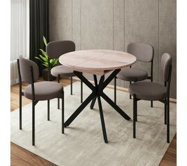 Стол круглый раздвижной Твист (90+30) дуб эндгрейн / опоры черные | Интернет магазин мебели и декора LifeDekor