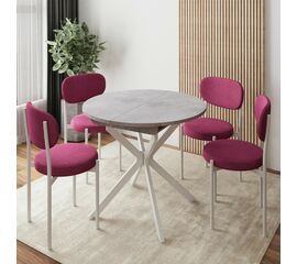 Стол круглый раздвижной Твист (90+30) цемент светлый / опоры белые | Интернет магазин мебели и декора LifeDekor