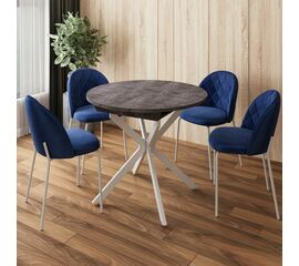 Стол круглый раздвижной Твист (90+30) камень темный / опоры белые | Интернет магазин мебели и декора LifeDekor