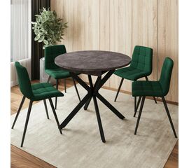 Стол круглый раздвижной Твист (90+30) камень темный / опоры черные | Интернет магазин мебели и декора LifeDekor