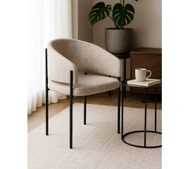 Стул НИКОЛЬ REEF 01 Молочный, ткань/ черный каркас М-City | Интернет магазин мебели и декора LifeDekor