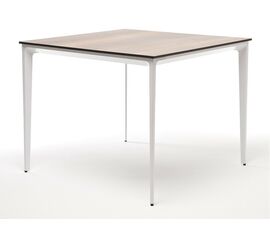 "Малага" обеденный стол из HPL 90х90см, цвет "дуб", каркас белый | Интернет магазин мебели и декора LifeDekor