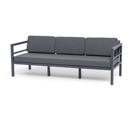 "Эстелья" диван 3-местный, каркас алюминий темно-серый (RAL7024) муар, ткань темно-серая 027 | Интернет магазин мебели и декора LifeDekor