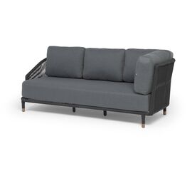 "Верона" правый-угол модуль плетеный из роупа, каркас алюминий темно-серый (RAL7024) муар, роуп темно-серый круглый, ткань темно-серая 027, L220х89 | Интернет магазин мебели и декора LifeDekor