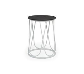 "Перу" журнальный стол из HPL круглый Ø40 H55, каркас из стали серый (RAL 7024), цвет столешницы "дуб" | Интернет магазин мебели и декора LifeDekor