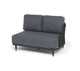 "Верона" левый модуль плетеный из роупа, каркас алюминий темно-серый (RAL7024) муар, роуп темно-серый круглый, ткань темно-серая 027, L131х89 | Интернет магазин мебели и декора LifeDekor