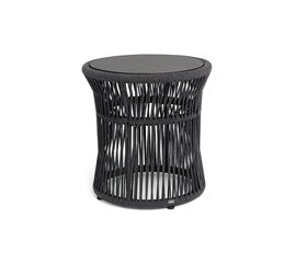 "Романо" журнальный стол из HPL круглый Ø45 H47, каркас из алюминия черный муар, цвет "черный мрамор", роуп темно серый круглый | Интернет магазин мебели и декора LifeDekor