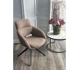 Стул АРНЭ (ARNE) 360 град, цвет КОРИЧНЕВЫЙ EYELASH -171, фактурный шенилл / ЧЕРНЫЙ каркас, ®DISAUR | Интернет магазин мебели и декора LifeDekor