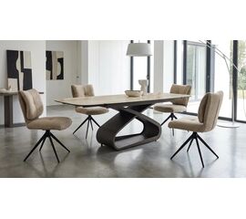 Стол АУРУМ (AURUM) 180 БЕЖЕВЫЙ МРАМОР TL-618, испанская керамика / Коричневый графит каркас, ®DISAUR | Интернет магазин мебели и декора LifeDekor