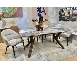 Стол КИРАН (KIRAN) 180 цвет ПАНДОРА (GLOSS LUXURY PANDORA SOLID CERAMIC) / Орех темный, ®DISAUR | Интернет магазин мебели и декора LifeDekor