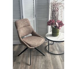 Стул АНДЕРС (ANDERS) 360 град., цвет КОРИЧНЕВЫЙ EYELASH-171 фактурный шенилл/ ЧЕРНЫЙ каркас, ®DISAUR | Интернет магазин мебели и декора LifeDekor