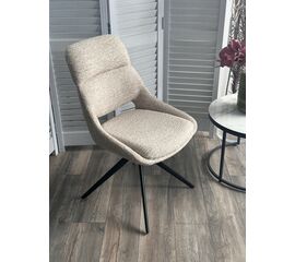 Стул АНДЕРС (ANDERS) 360 град, цвет БЕЖЕВЫЙ EYELASH -120 фактурный шенилл / ЧЕРНЫЙ каркас, ®DISAUR | Интернет магазин мебели и декора LifeDekor