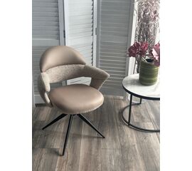 Стул ЖЕНЕВА (GENEVA) 360 град, цвет БЕЖЕВЫЙ VEGA-11 / MIAMI-160, ткань / ЧЕРНЫЙ каркас, ®DISAUR | Интернет магазин мебели и декора LifeDekor
