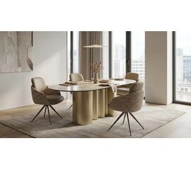 Стол ВЕНТО (VENTO) 280 ТОПАЗ TL-617, испанская керамика / Шампань каркас, ®DISAUR | Интернет магазин мебели и декора LifeDekor