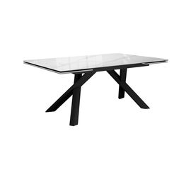 Стол DikLine DKX140 керамика Carrara Gloss (мрамор глянец белый), подстолье черное, опоры черные (2уп.) | Интернет магазин мебели и декора LifeDekor