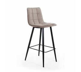 Стул барный Уно, бархат пепельно-бежевый 25 / чёрный конус | Интернет магазин мебели и декора LifeDekor
