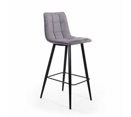Стул барный Уно, бархат светло-серый 26 / чёрный конус | Интернет магазин мебели и декора LifeDekor