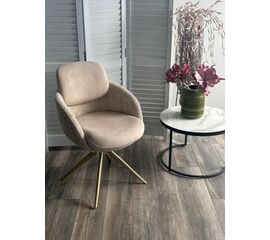 Стул ГРЕЙС (GRACE) 360 град. цвет БЕЖЕВЫЙ PENA-120 / G1229-3, ткань / ШАМПАНЬ  каркас, ®DISAUR | Интернет магазин мебели и декора LifeDekor