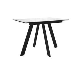 Стол DikLine DKD120 керамика 120(160)х80, Carrara Gloss (мрамор глянец белый), опоры черные (2уп.) | Интернет магазин мебели и декора LifeDekor