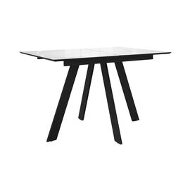 Стол DikLine DKD140 керамика 140(180)х80, Carrara Gloss (мрамор глянец белый), опоры черные (2уп.) | Интернет магазин мебели и декора LifeDekor