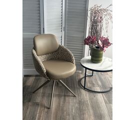 Стул ГРЕЙС (GRACE) 360 град. цвет ТЕМНЫЙ ЛАТТЕ 36-14 / HUNTER-400, экокожа/ ткань / ЛАТТЕ, ®DISAUR | Интернет магазин мебели и декора LifeDekor