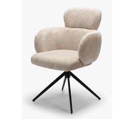 Стул САМУЭЛЬ (SAMUEL) 360 град, цвет МОЛОЧНЫЙ SOLO-111, ткань / ЧЕРНЫЙ каркас, ®DISAUR | Интернет магазин мебели и декора LifeDekor