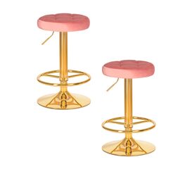 Набор 2 шт Табурет барный DOBRIN BRUNO GOLD, пудрово-розовый велюр (MJ9-32), Вариант: пудрово-розовый велюр (MJ9-32) | Интернет магазин мебели и декора LifeDekor