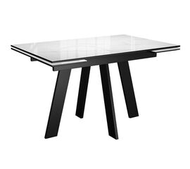 Стол DikLine SKM140 Керамика Carrara Gloss (мрамор глянец белый)/опоры черные | Интернет магазин мебели и декора LifeDekor